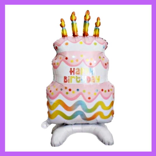 35-inch Happy Birthday Cake Foil Standing Balloon SB14