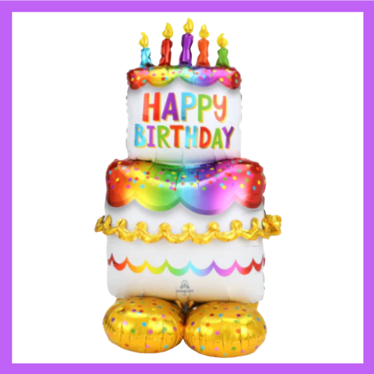 58-inch Happy Birthday Cake Foil Standing Balloon SB27