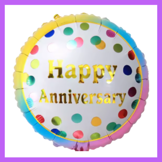 18" Round Poka Dot Happy Anniversary Balloon HA01