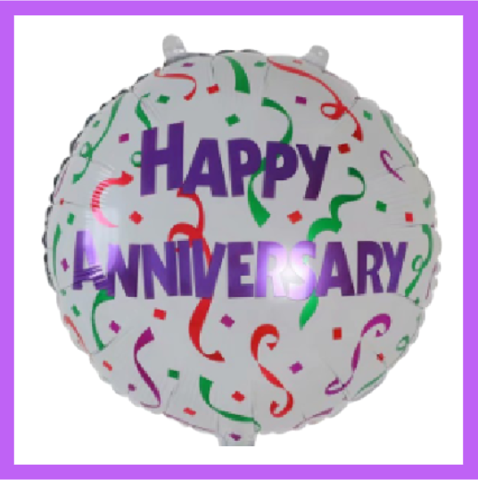 18" Round Confetti Design Happy Anniversary Balloon HA14