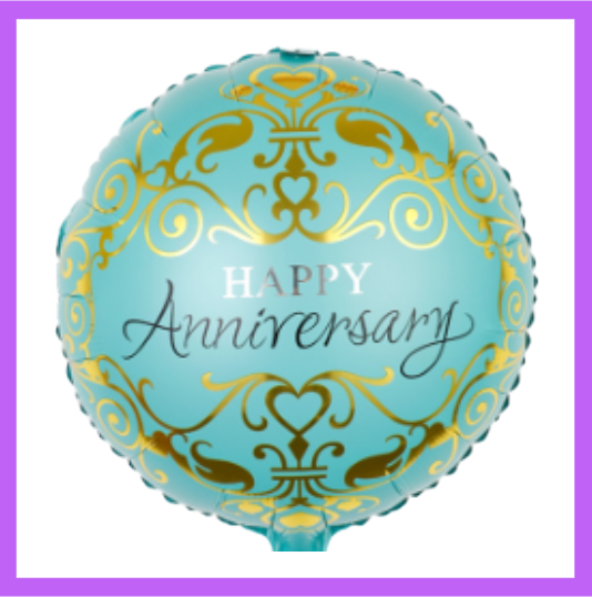 18" Round Foil Happy Anniversary Balloon HA12