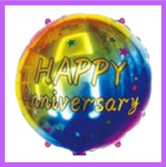 18" Round Tie Dyed with Stars Happy Anniversary Balloon HA08