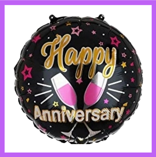 18" Round Foil Happy Anniversary Balloon HA05