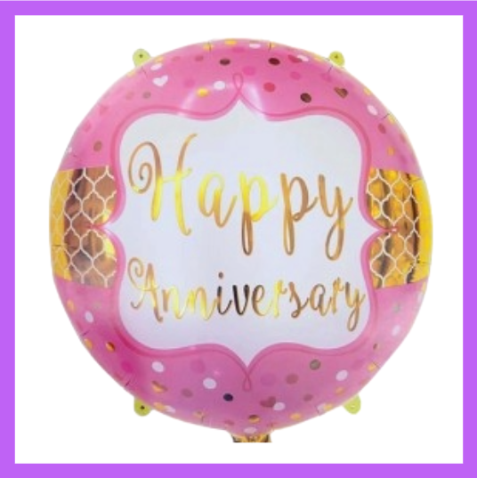 18" Round Foil Happy Anniversary Balloon HA02