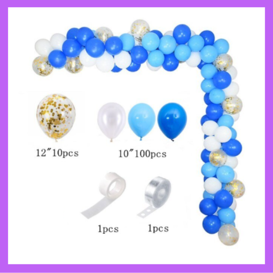 Blue and White Themed Balloon Garland Arch Kit, DIY or Assembled BG06