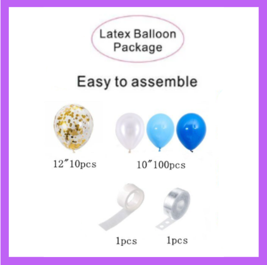 Blue and White Themed Balloon Garland Arch Kit, DIY or Assembled BG06