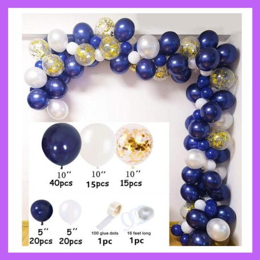 Elegant Royal Blue Themed Balloon Garland Arch Kit, DIY or Assembled BG03