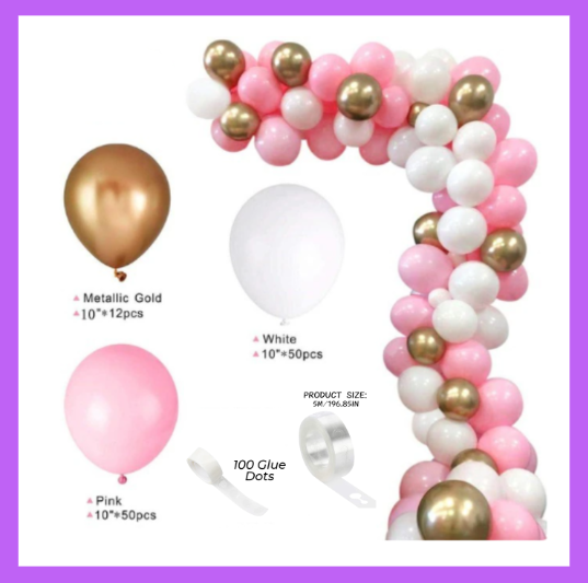 Classy Pink Themed Balloon Garland Arch Kit, DIY or Assembled BG01