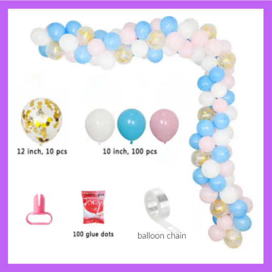 Pink, Blue, White Balloon Garland Arch Kit, DIY or Assembled BG10