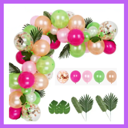 Luau Hawaiian Themed Balloon Garland Arch Kit, DIY or Assembled BG08