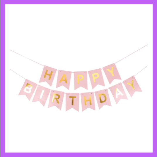 Light Pink and Gold Birthday Banner BB04