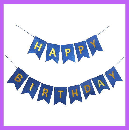 Gold and Blue Birthday Banner BB11