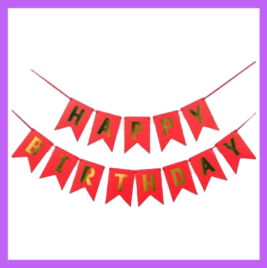 Red and Gold Birthday Banner BB09