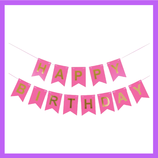 Pink and Gold Birthday Banner