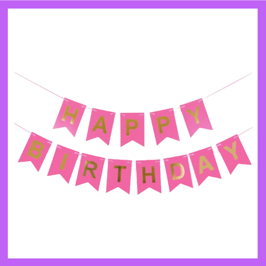 Pink and Gold Birthday Banner