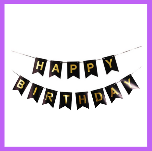 Black and Gold Birthday Banner BB03