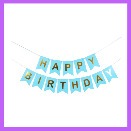 Light Blue and Gold Birthday Banner