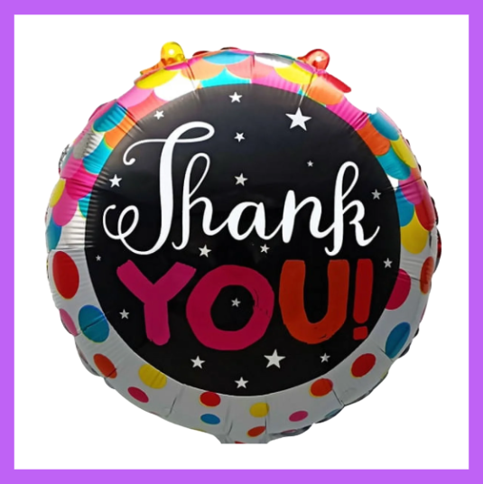 18" Poka Dot Thank You Foil Balloon TY01