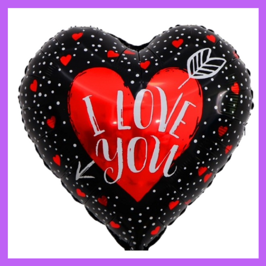 18" Black and Red I Love You Foil Balloon IL04