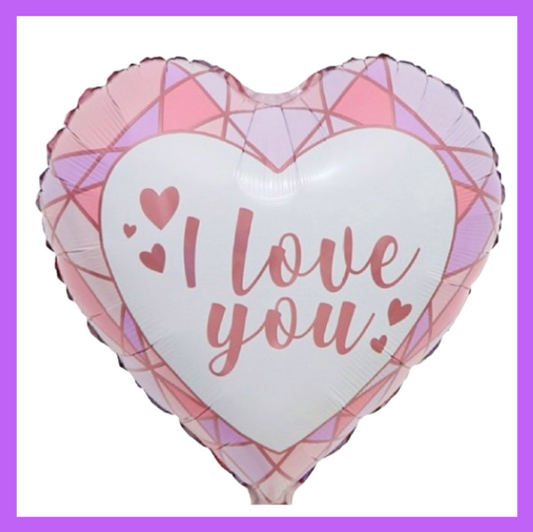 18" Pink and White I Love You Foil Balloon IL03