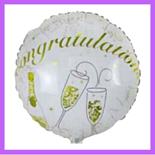 18" Round Gold and White Congratulations Foil Balloon CG04