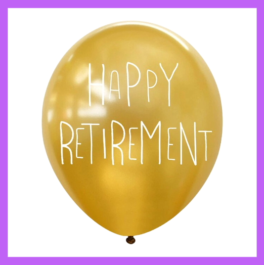 12" Gold Happy Retirement Latex Balloon HR07