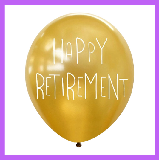 12" Gold Happy Retirement Latex Balloon HR07