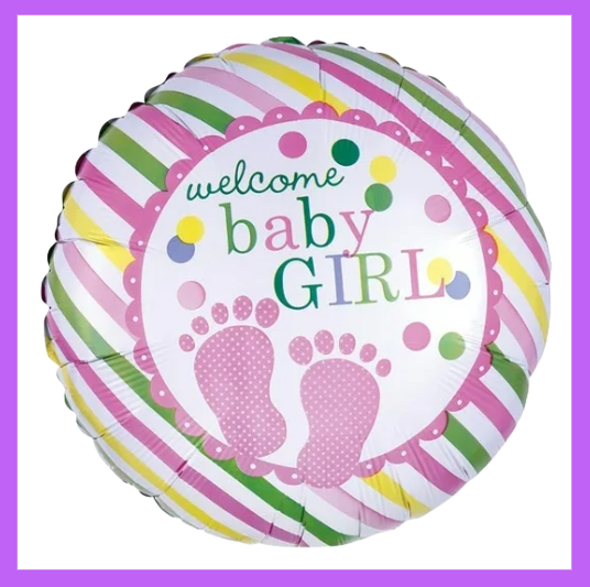 18" Welcome Baby Girl Round Foil Balloon GR11