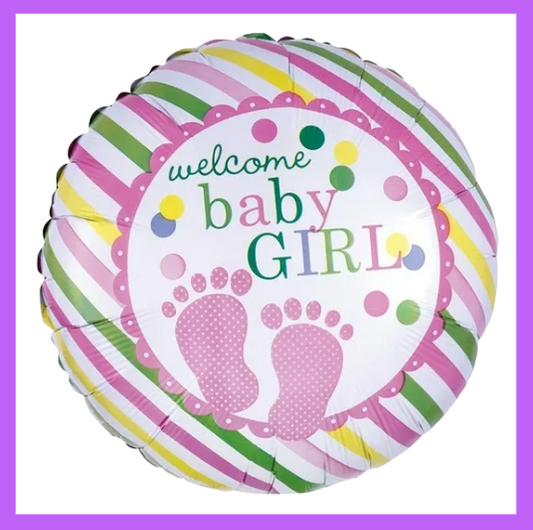 18" Welcome Baby Girl Round Foil Balloon GR11