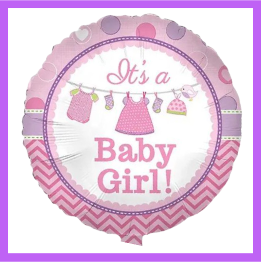 18" Its a Baby Girl Round Foil Balloon GR10