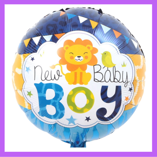 18" Round "New Baby Boy" Foil Balloon GR07