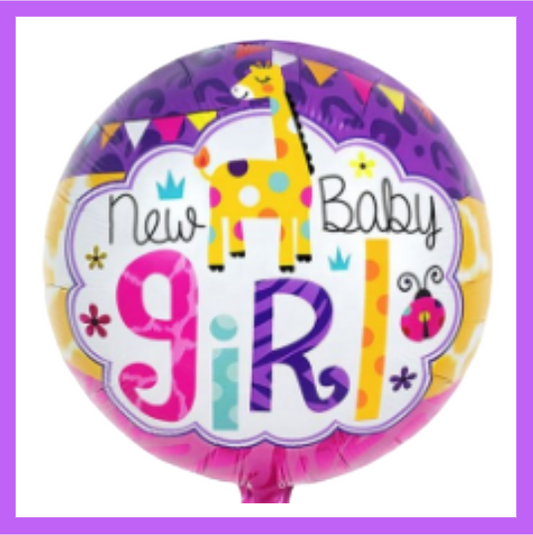 18" New Baby Girl Round Foil Balloon GR08