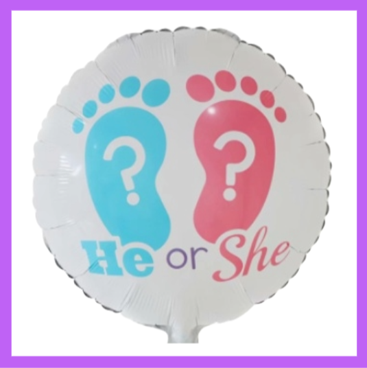 18" Round Foil Gender Reveal Themed Balloon GR04