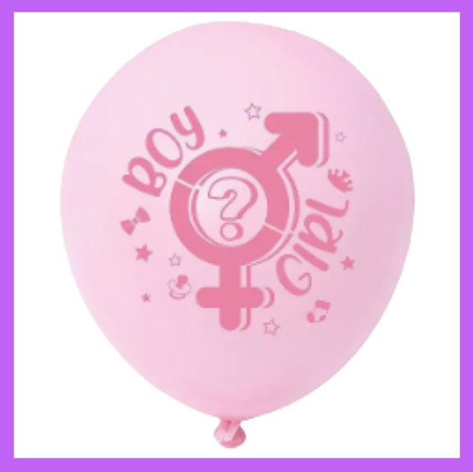 12" Pink Gender Reveal Boy or Girl Decor Latex Balloons GR17