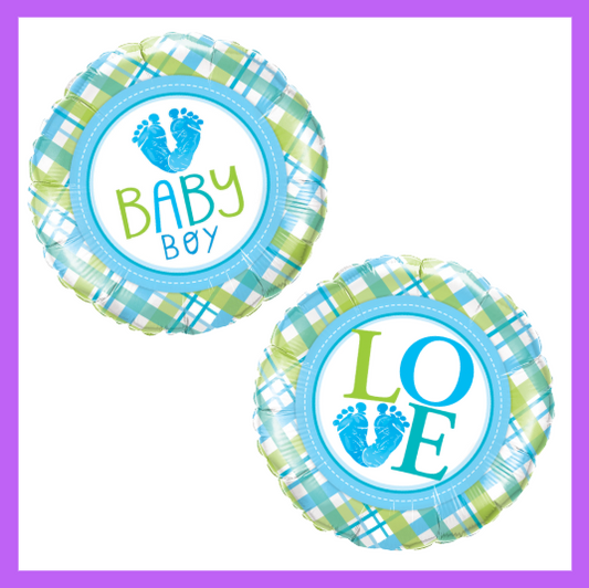 18" Round Double Side Love/Baby Boy Balloon GR16