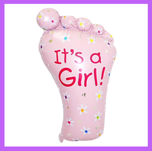 17x27 inch Pink Baby Foot, "ITS A GIRL" Foil Balloon GR15