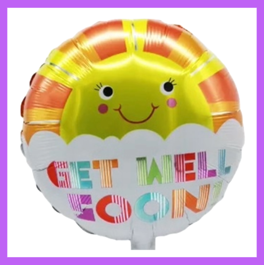 18" Round Get Well Soon with Sunshine Balloon GW04