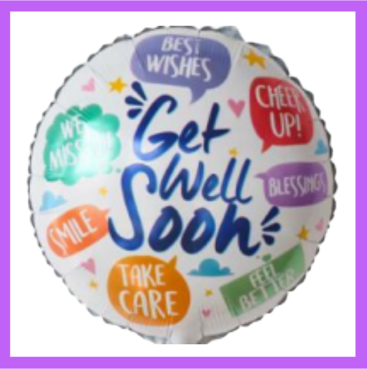 18" Multiple Colored Get Well Soon with Message Bubbles Balloon GW02