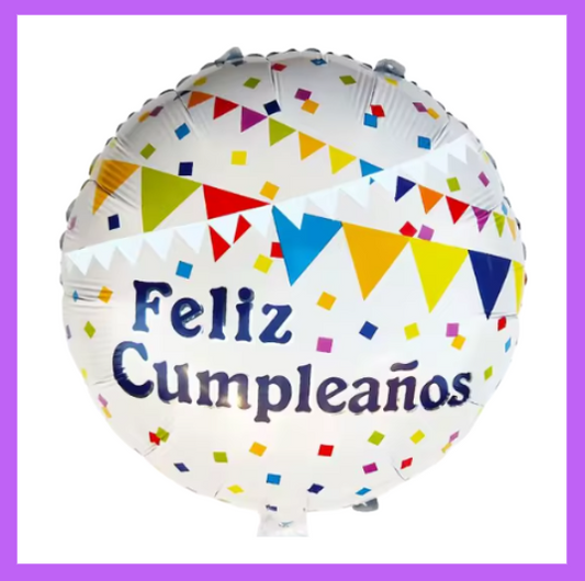 18" Round Feliz Cumpleanos Foil Balloon HB36