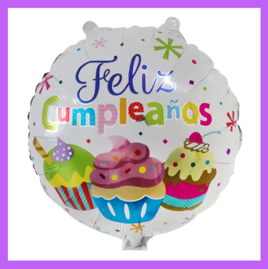 18" Cupcake Feliz Cumpleanos Foil Balloon HB35