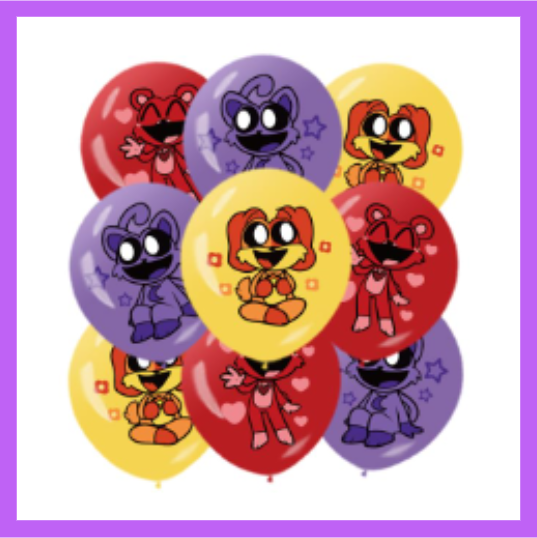 9 Pcs Purple Cat and Friends Themed Balloons BQ155