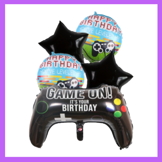 5 Pcs Game Controller Gamer themed Foil Balloons Arrangement