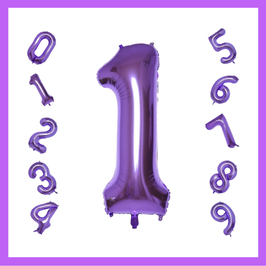 40" Purple Number Foil Balloons