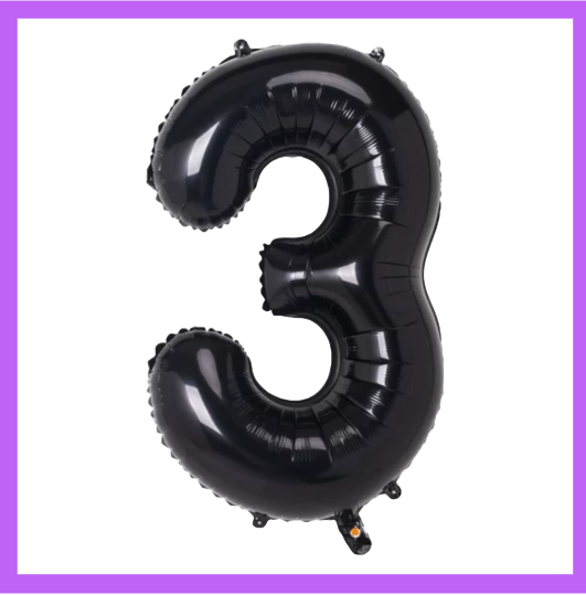 40" Black Number Foil Balloons