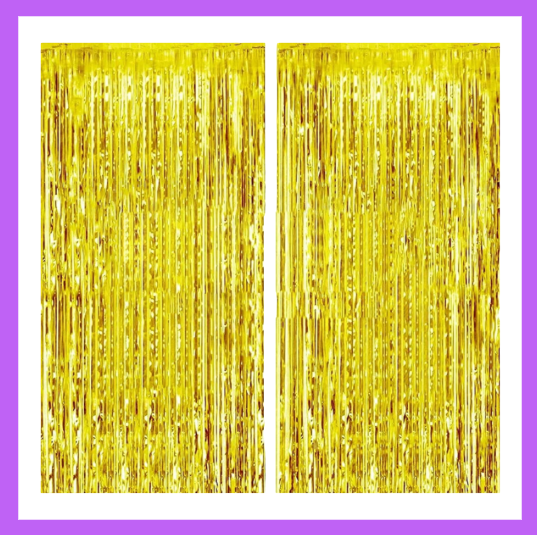 9 Ft long Set of Two Gold Foil Curtain Backdrop FC06