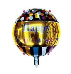 18" Round Gold and Poka Dots Happy Anniversary Balloon HA07
