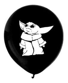 12" Black and White GroGu Mandalorian Star Wars Latex Balloon PL51